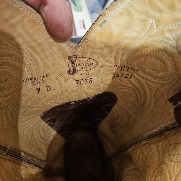 Men's Justin Chocolate Eel Hide Western Boots Estate item - Picture 3 of 6